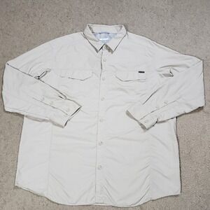 Columbia Shirt Mens 2XL Tan Vented Fishing Omni-Shade Sun Protection Safari